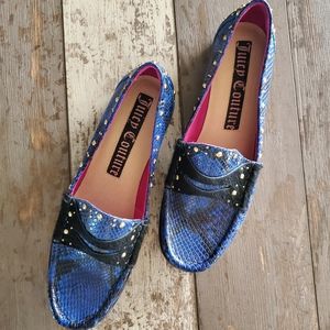 Juicy Couture Blue Snake Print Loafers - Size 9